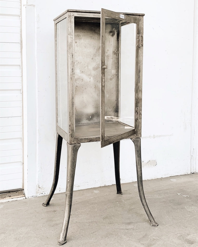 Stripped Stainless Medical Cabinet with Tall Legs