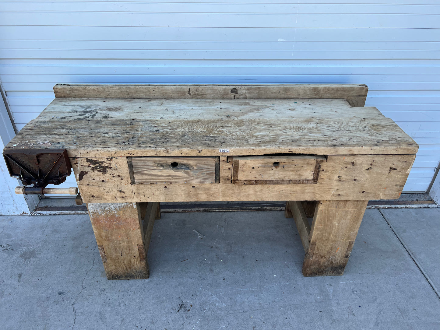 Stripped and Bleached 2 Drawer Work Table