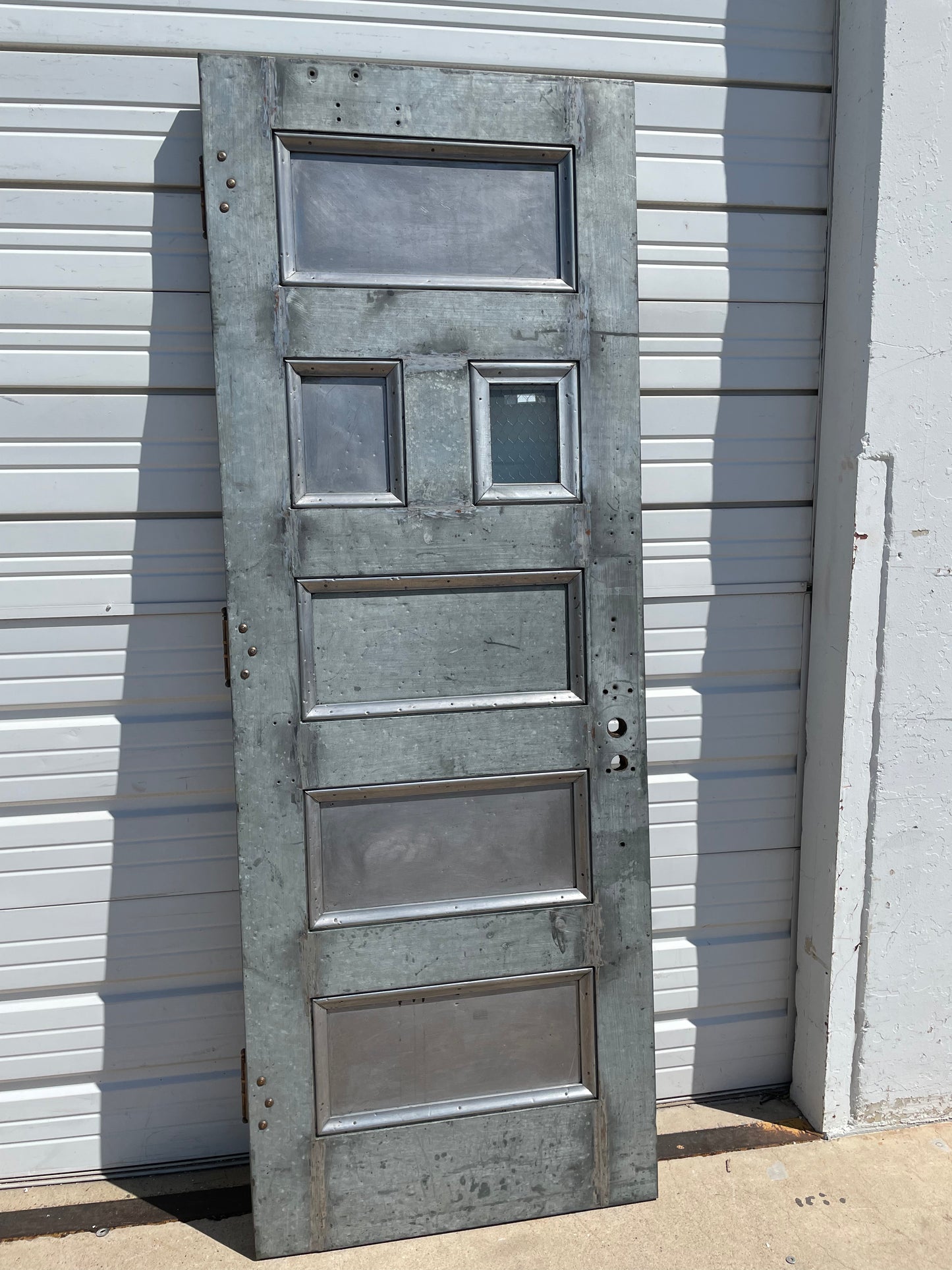 4 Panel 2 Lite Chickenwire Glass Single Metal Fire Door