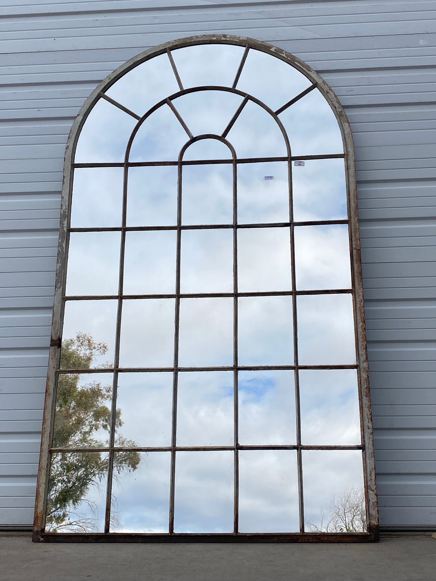 Arched 34 Pane Iron Mirror