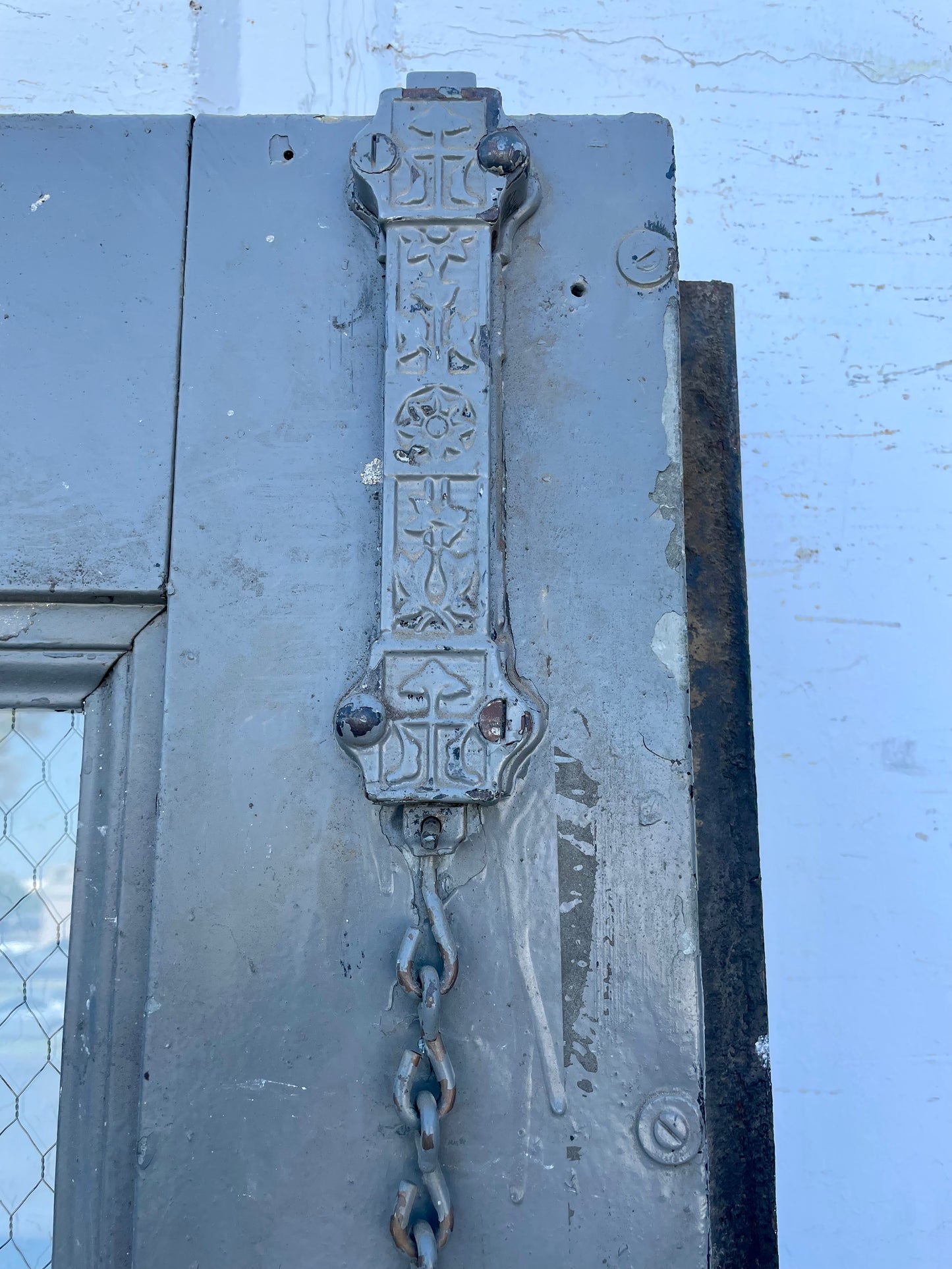 4 Lite Chickenwire Glass Single Metal Factory Door