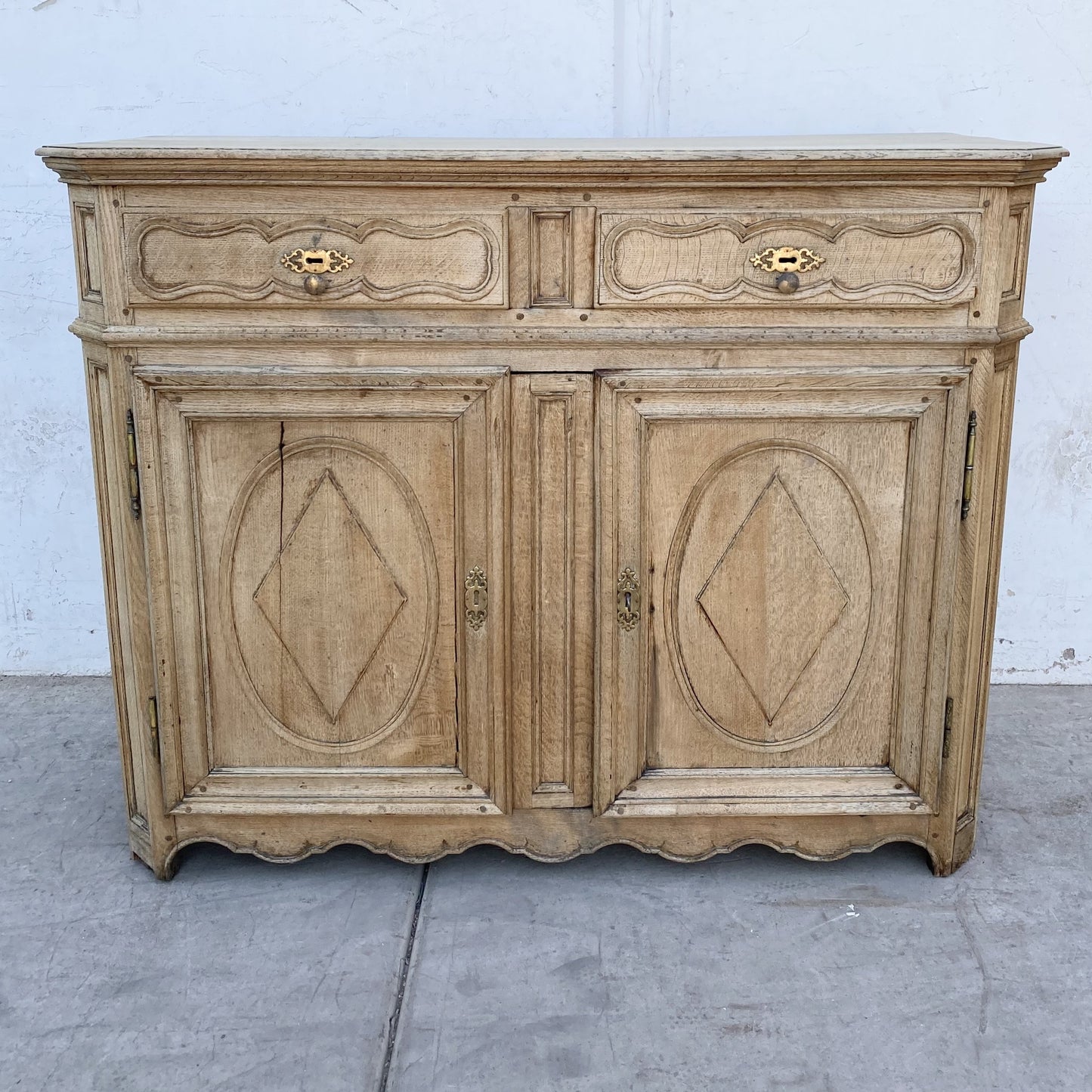 Bleached Wood Antique Sideboard