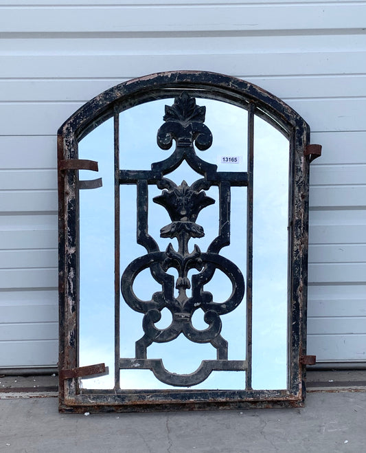 Black Arched Top Iron Mirror