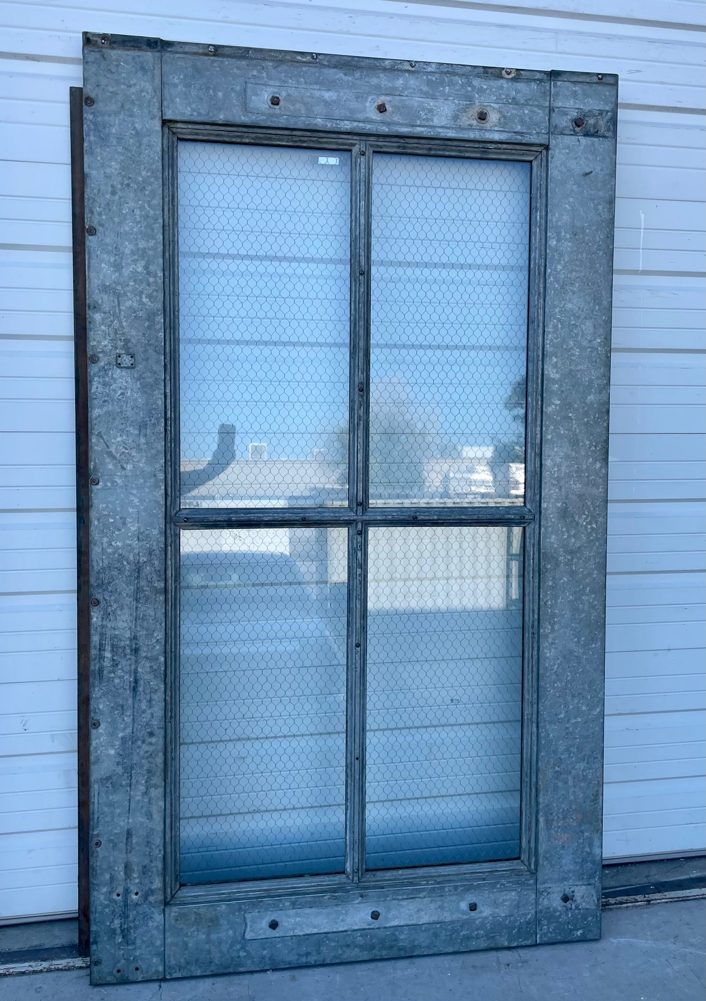 4 Lite Chickenwire Glass Single Metal Factory Door