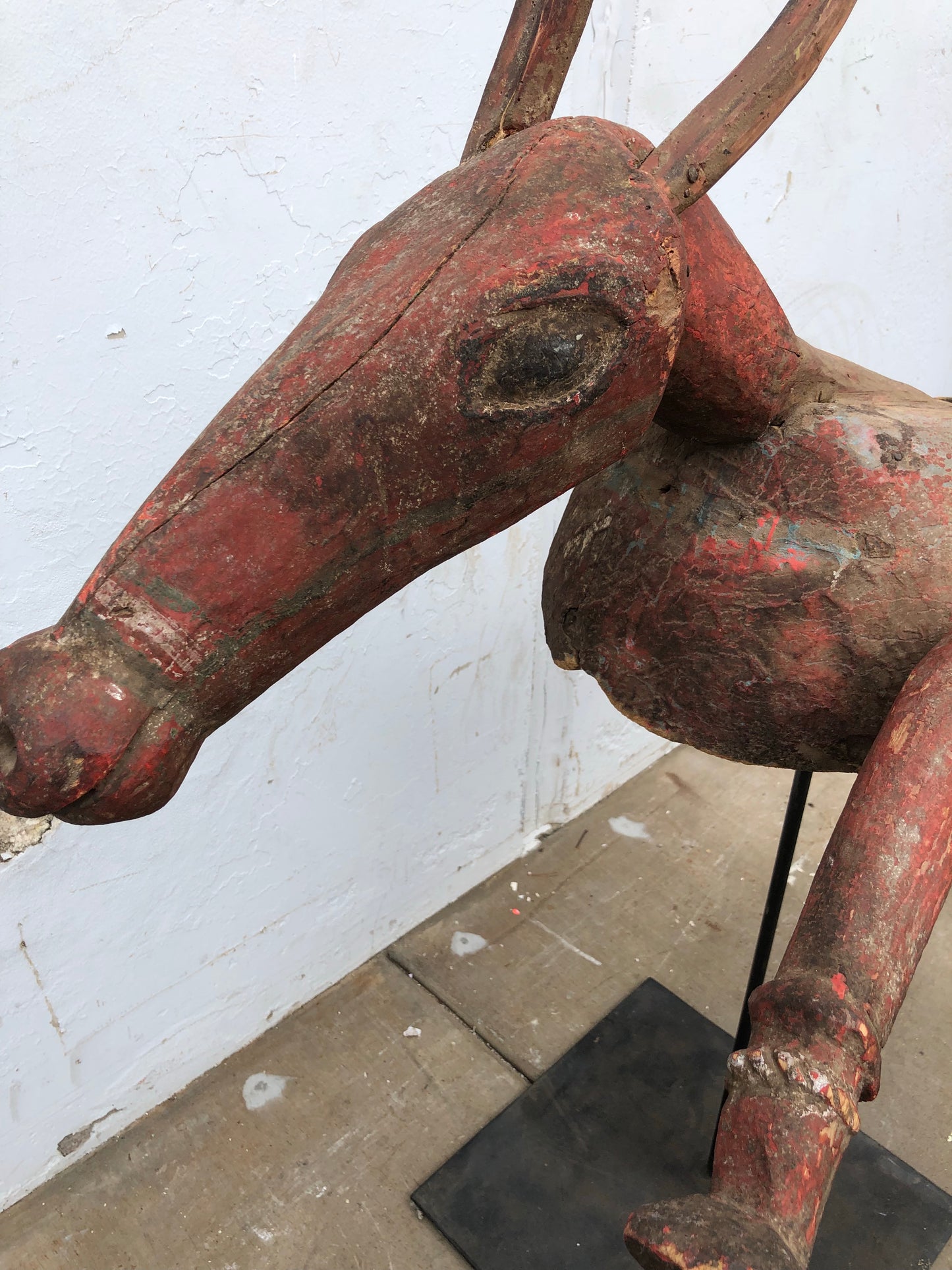 Wooden Folk Art Horse Statue