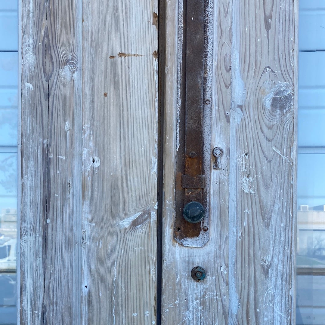 Pair of Wood Antique Carved Doors w/ Lites