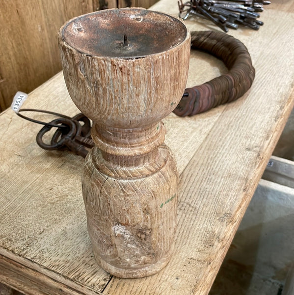 Small Wooden Candle Stand Antiquities Warehouse