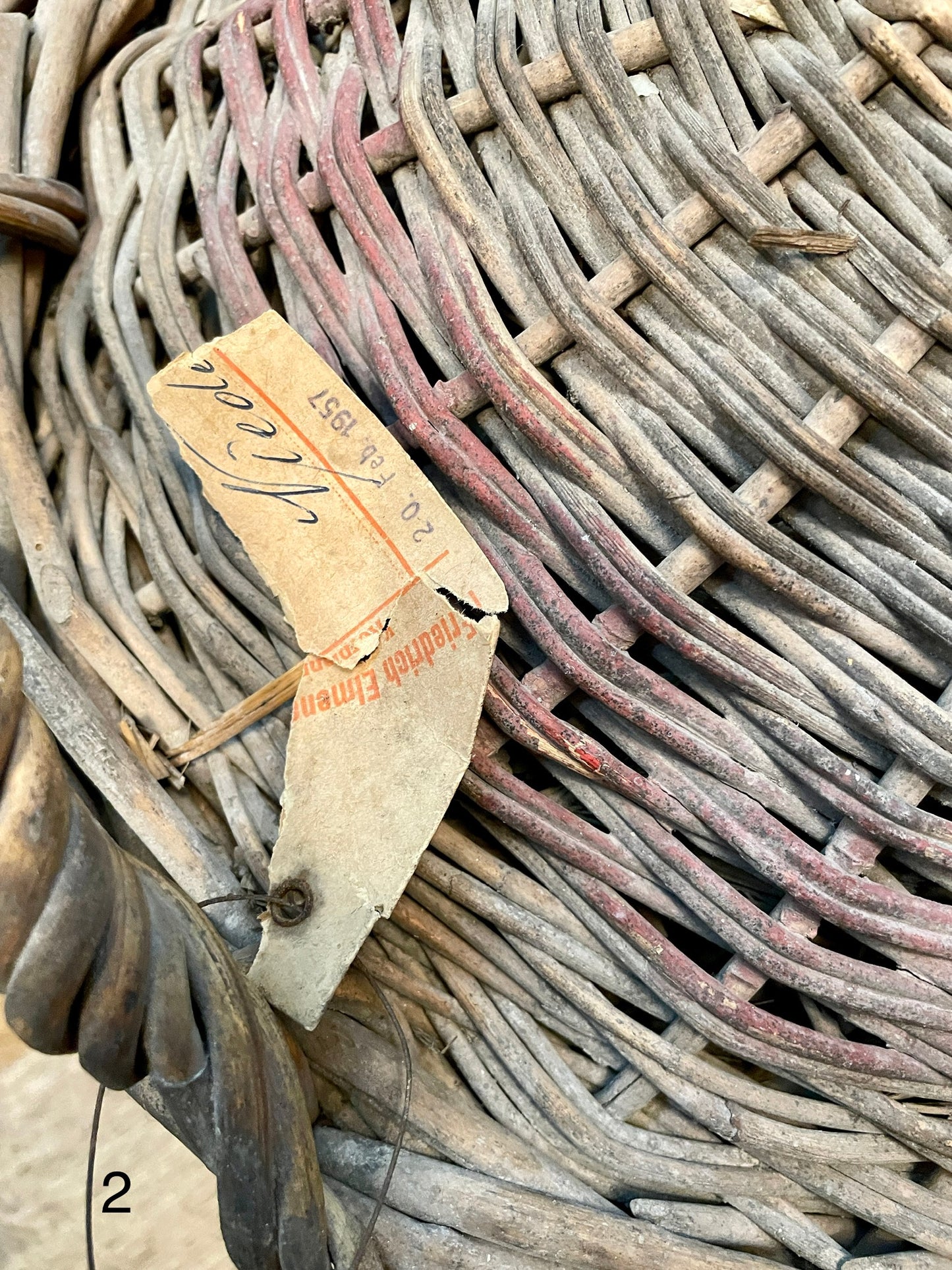 Antique Glass Demijohn Wine Bottle in Wicker Basket