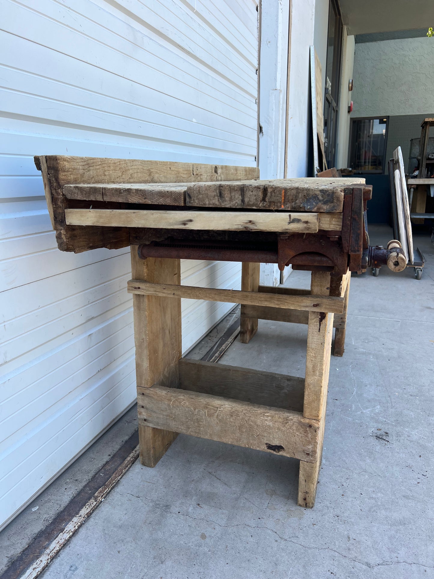 Stripped and Bleached 2 Drawer Work Table