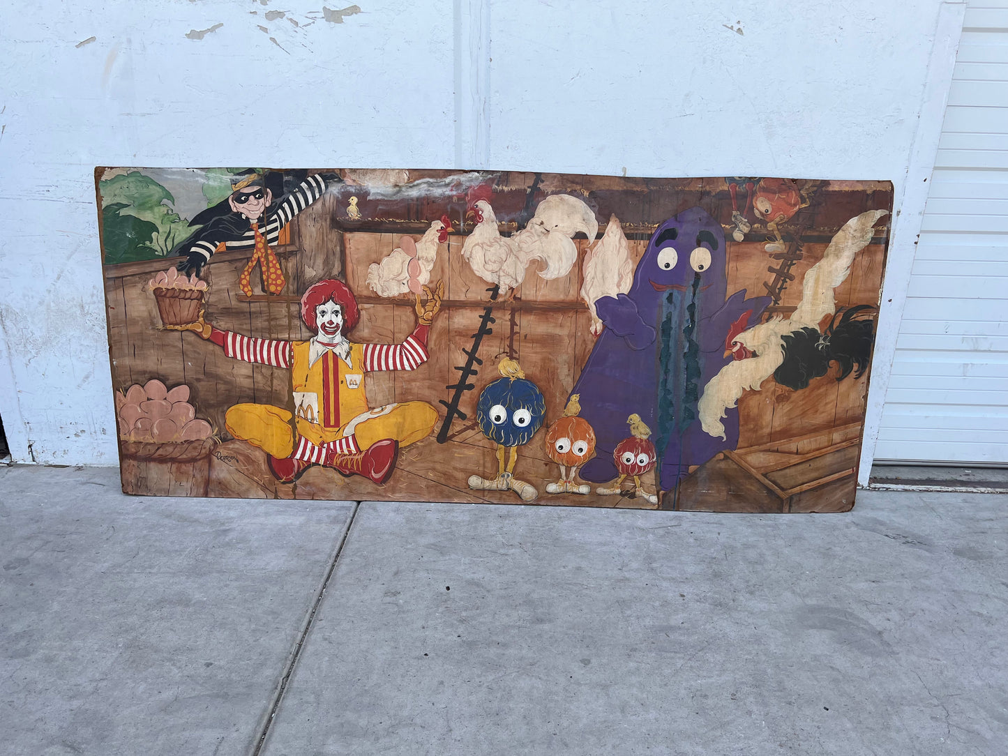 Vintage Wooden McDonald's Painted Sign