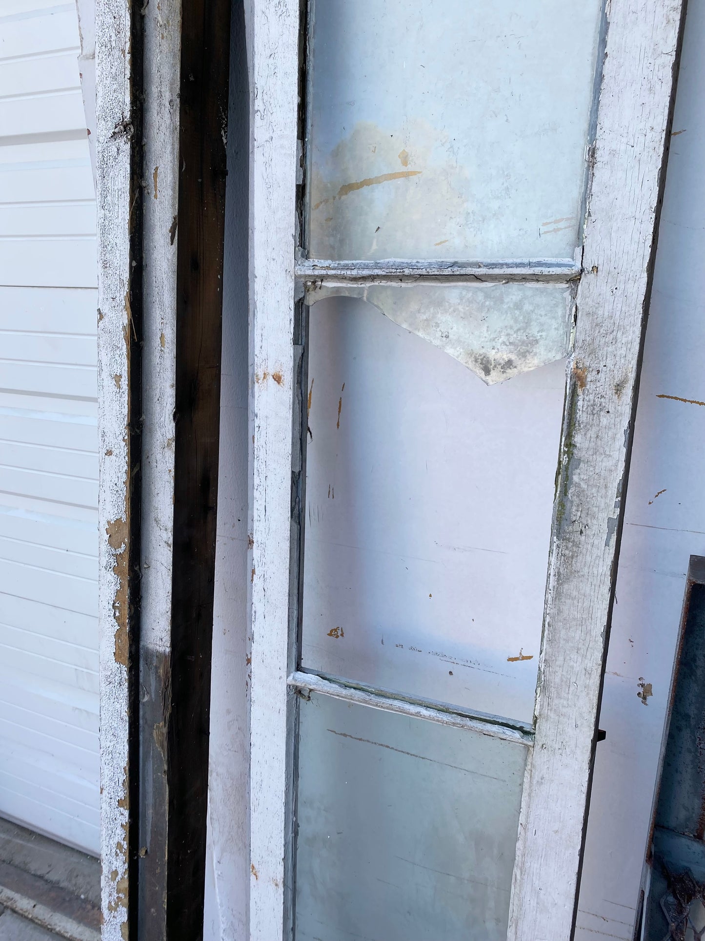 Pair of Antique White Barn Doors with Transom