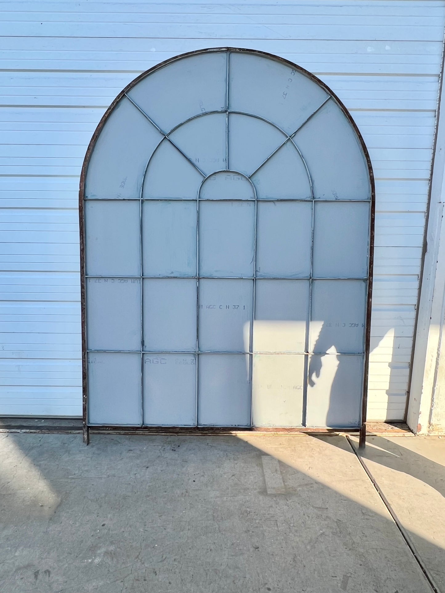 Arched Iron Mirror w/24 Glass Panes