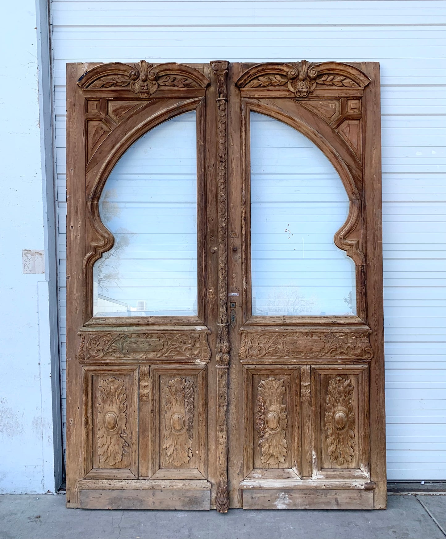 Pair of Wood Carved Antique Doors with Single Lite