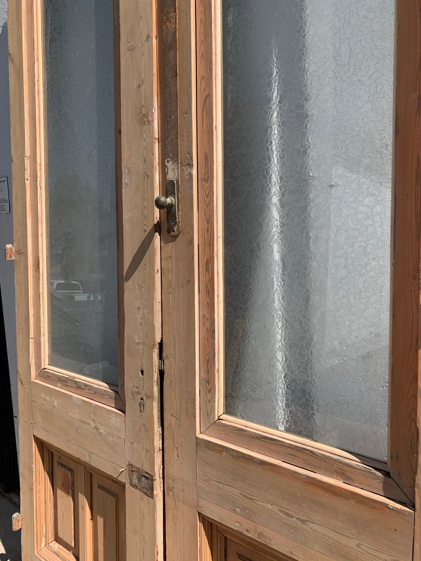 Antique Pair of Ornate Natural Wood French Carved Doors