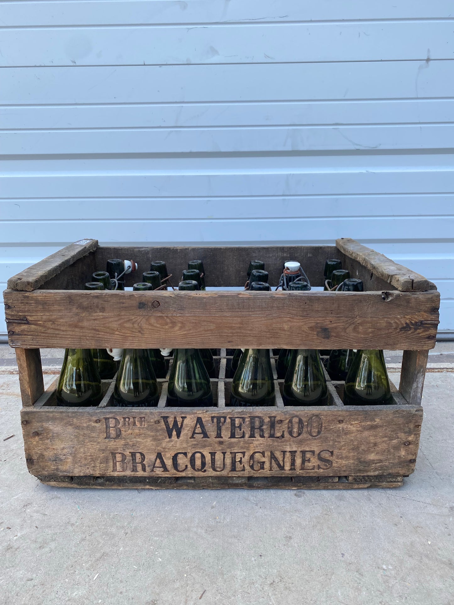 Antique Wood Crate with Bottles