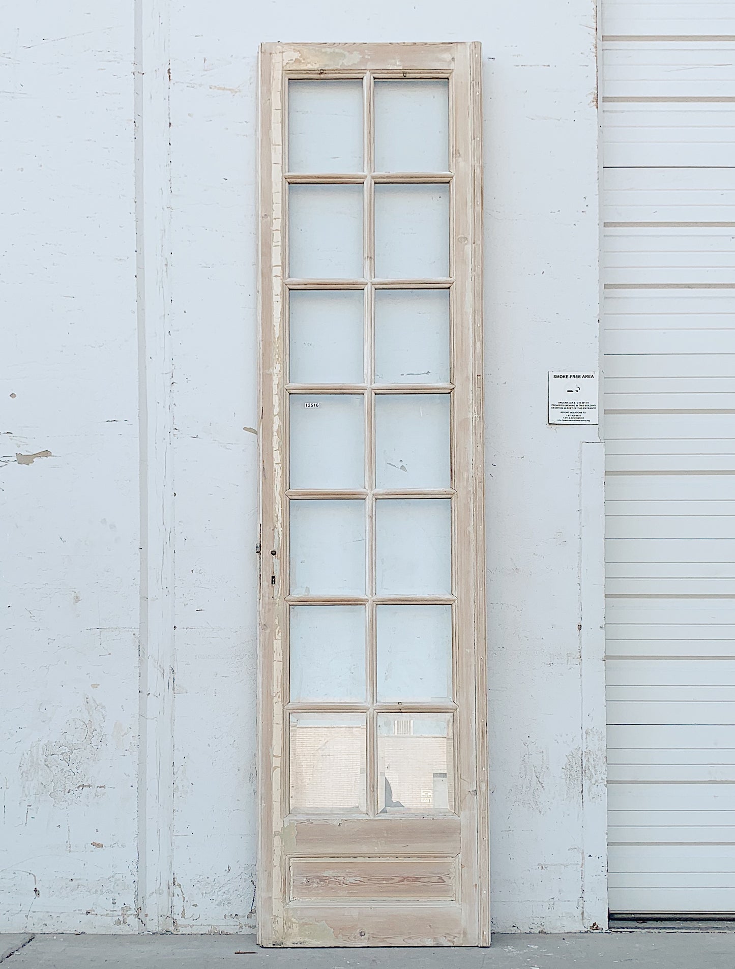 Single 14 Lite Whitewashed Wood Antique French Door