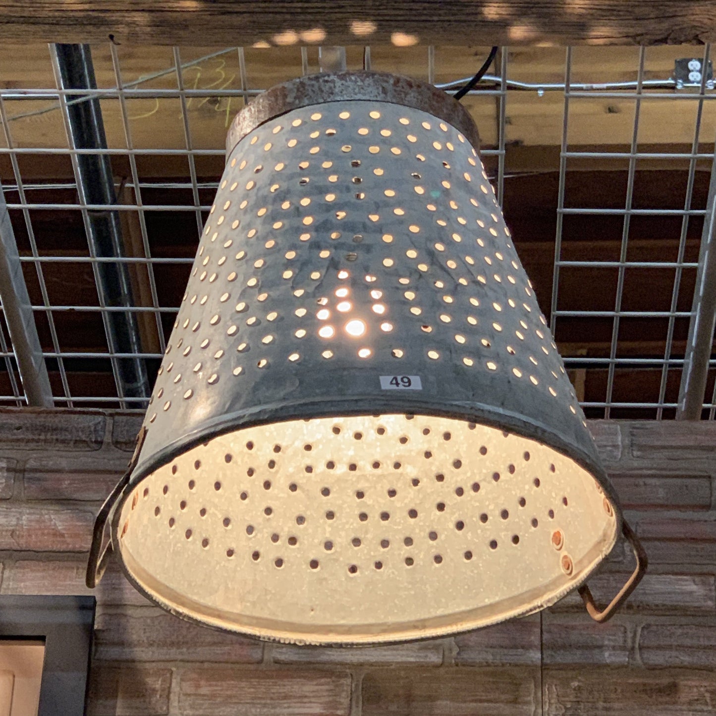 Repurposed Olive Bucket Pendant Light