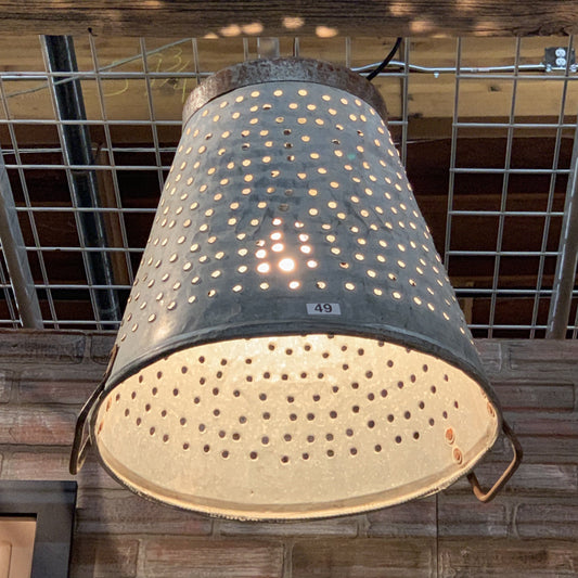 Repurposed Olive Bucket Pendant Light