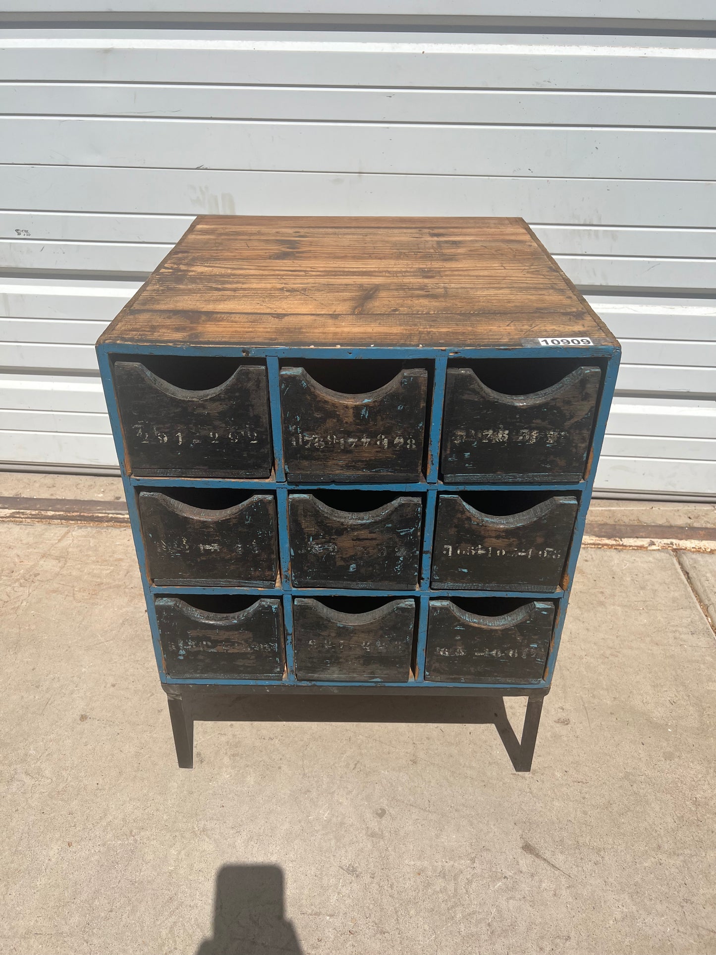 Painted Cabinet/Nightstand with 9 Black Drawers, France