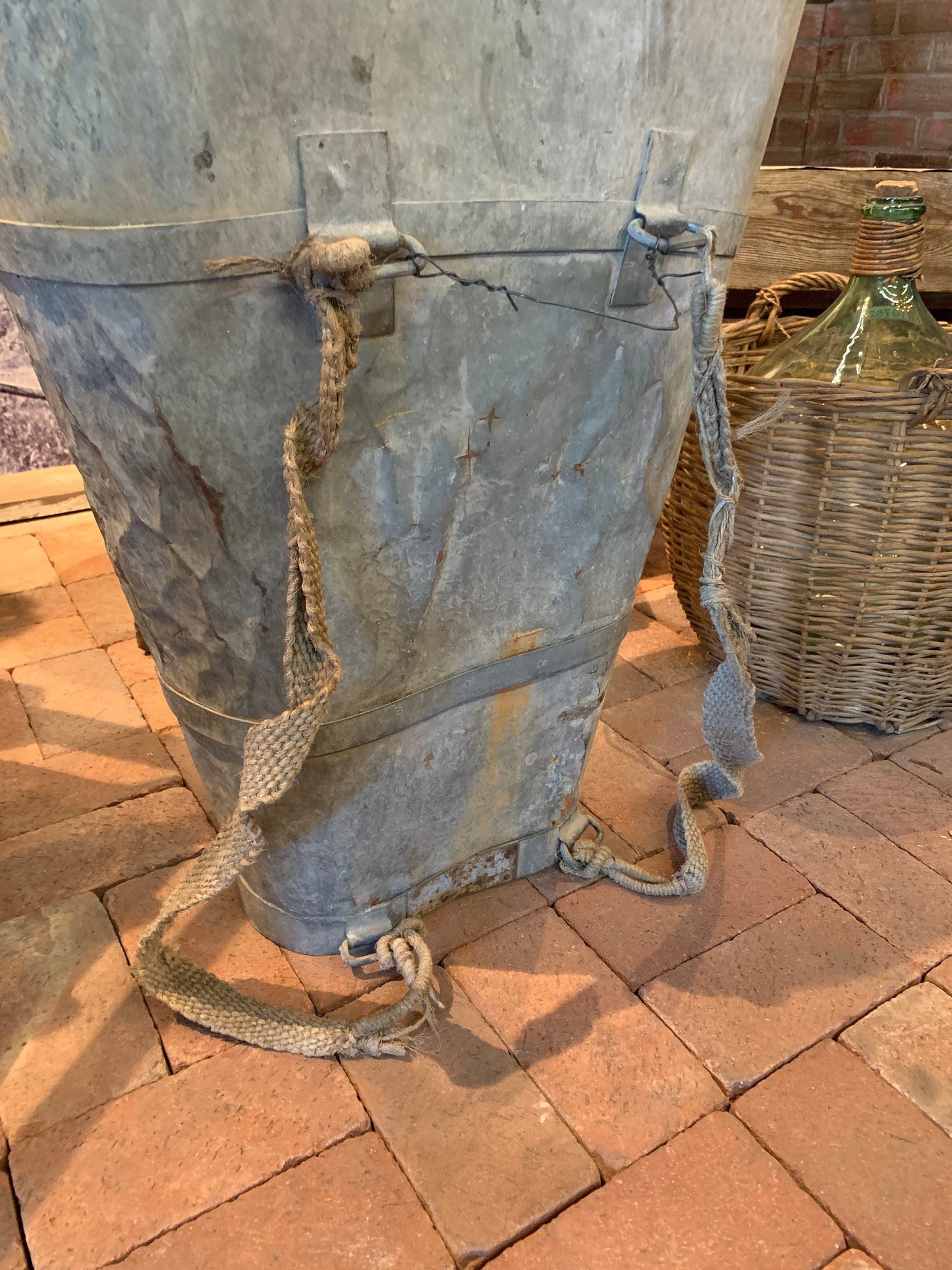 French Zinc Grape Gathering Bucket