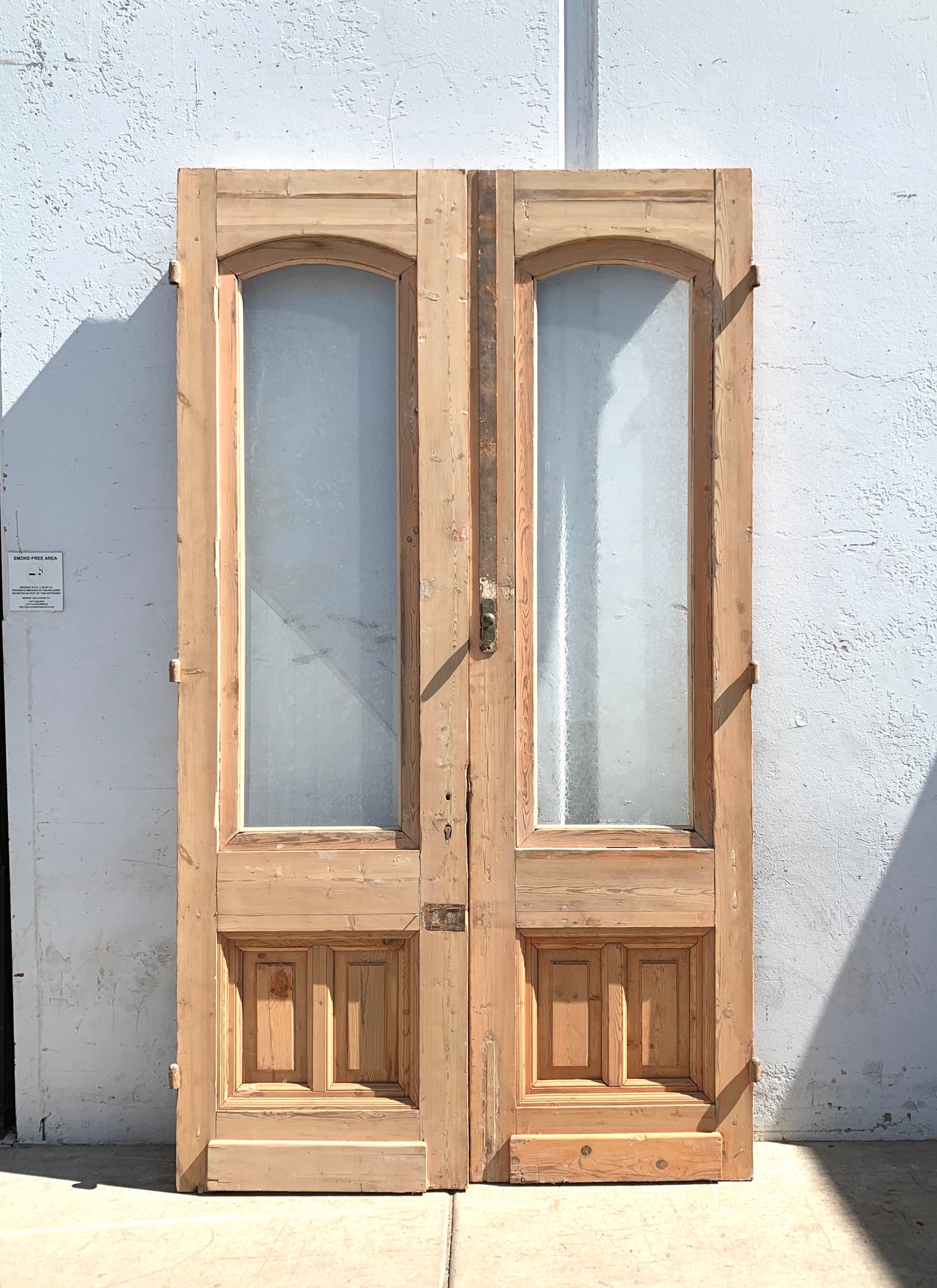 Antique Pair of Ornate Natural Wood French Carved Doors