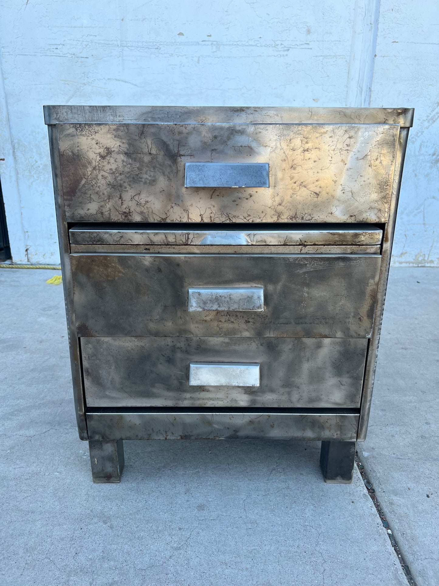 Stripped Metal Nightstand