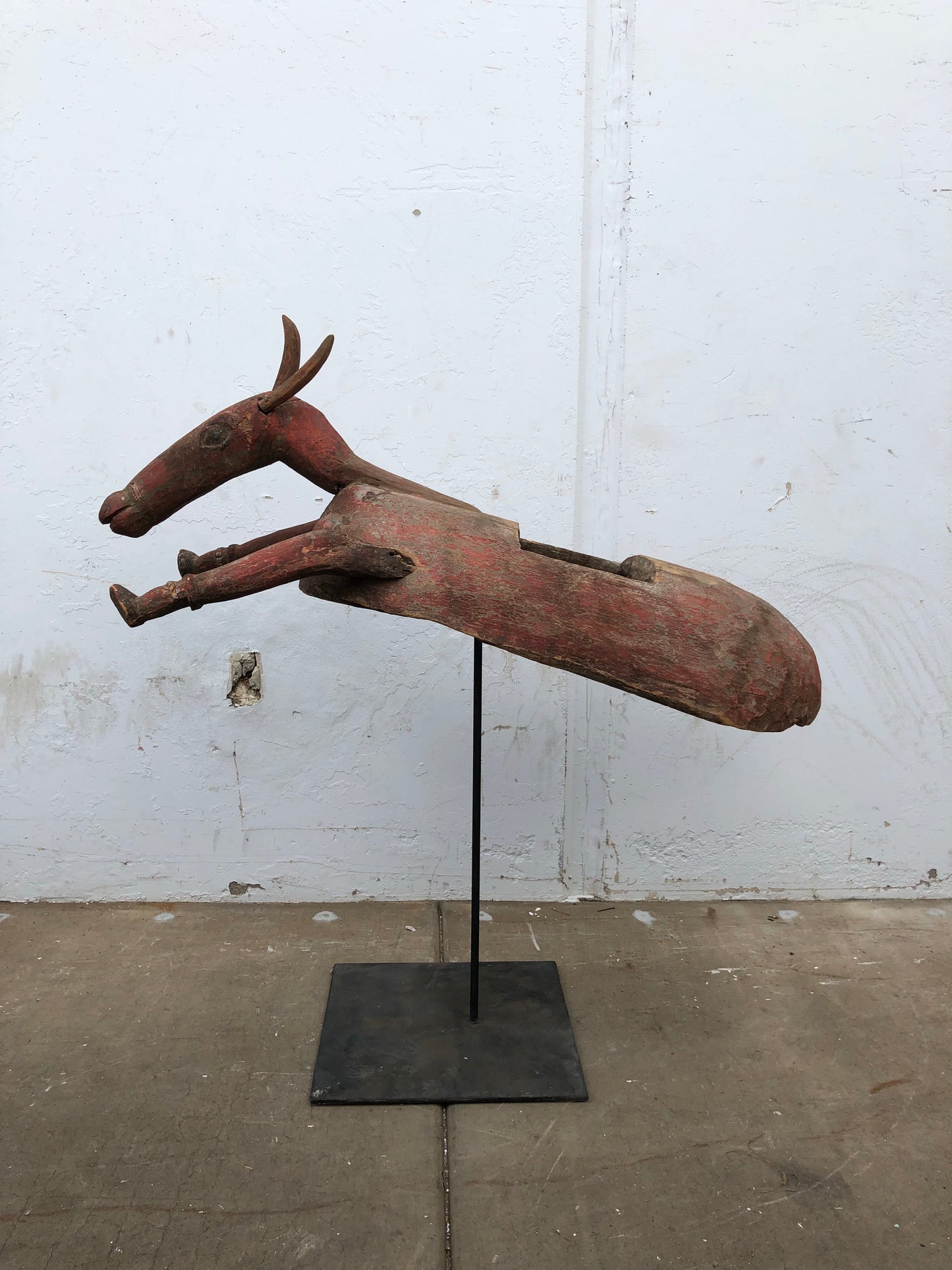 Wooden Folk Art Horse Statue