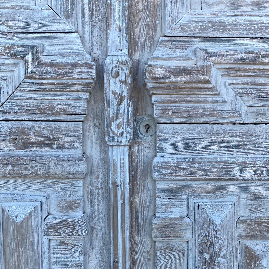 Pair of Wood Antique Carved Doors w/ Lites