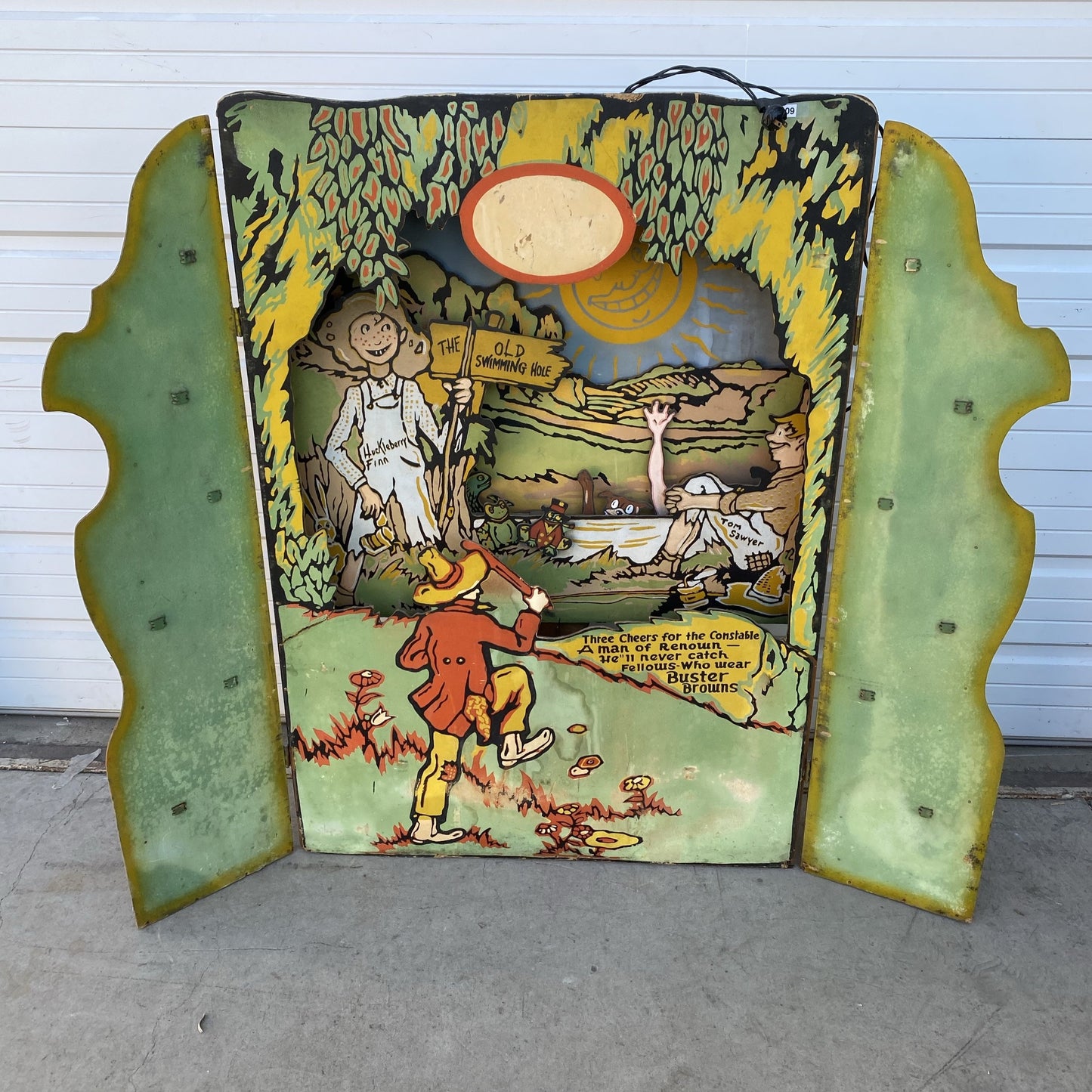 Children's Buster Brown Huckleberry Finn Diorama Sign