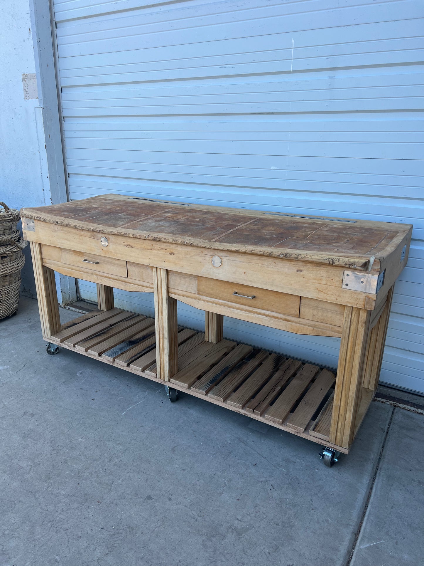 2 Drawer Butcher Block Table