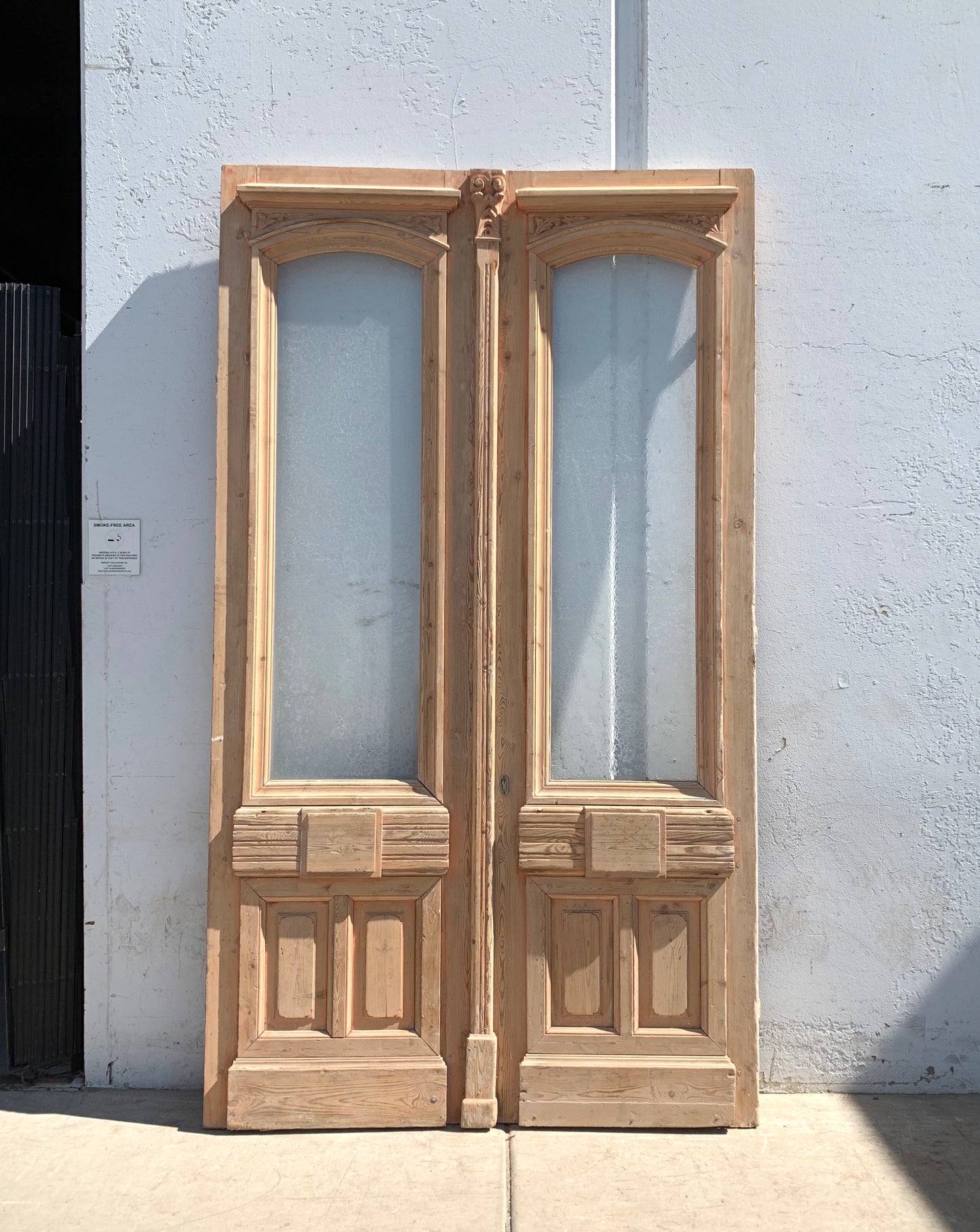 Antique Pair of Ornate Natural Wood French Carved Doors