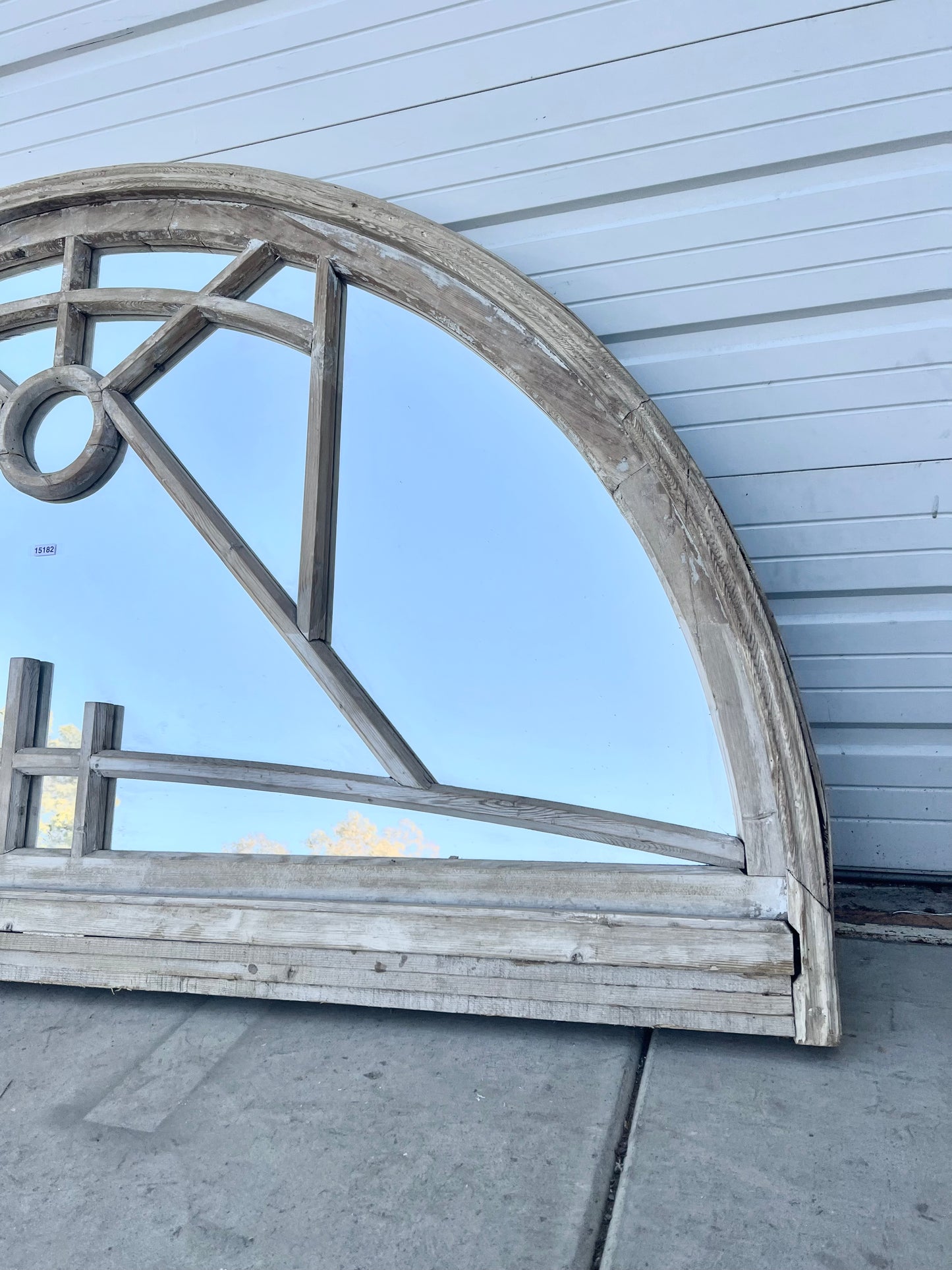 Arched Wood Transom Window w/Mirror