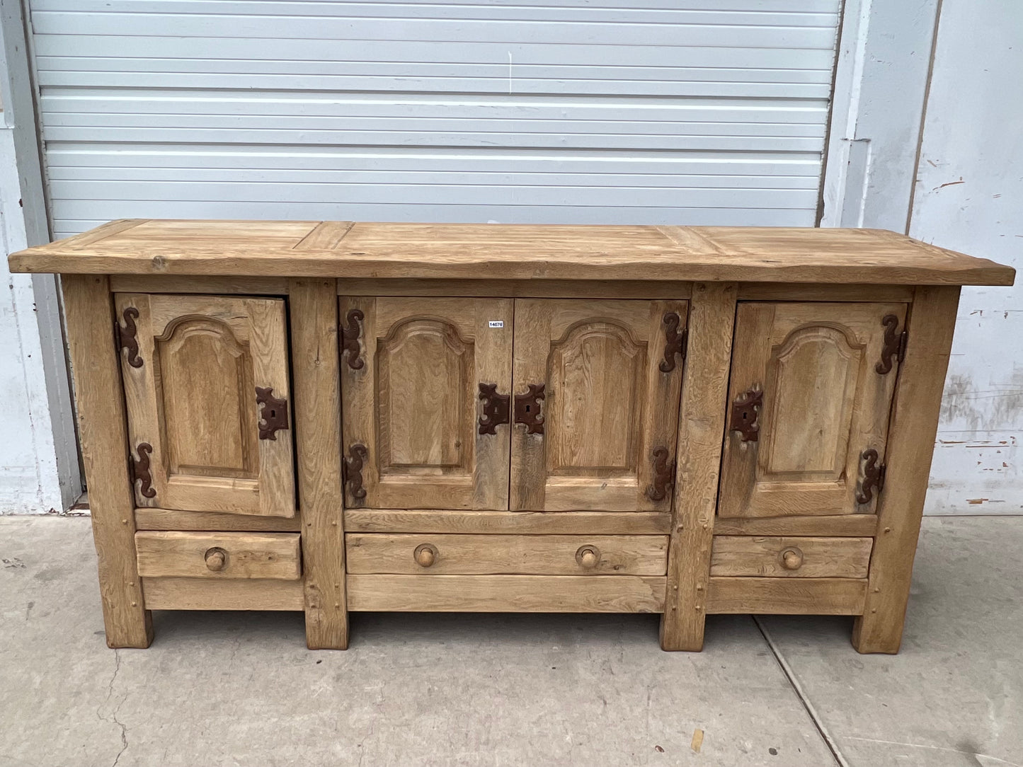 Paneled Bleached Antique Sideboard