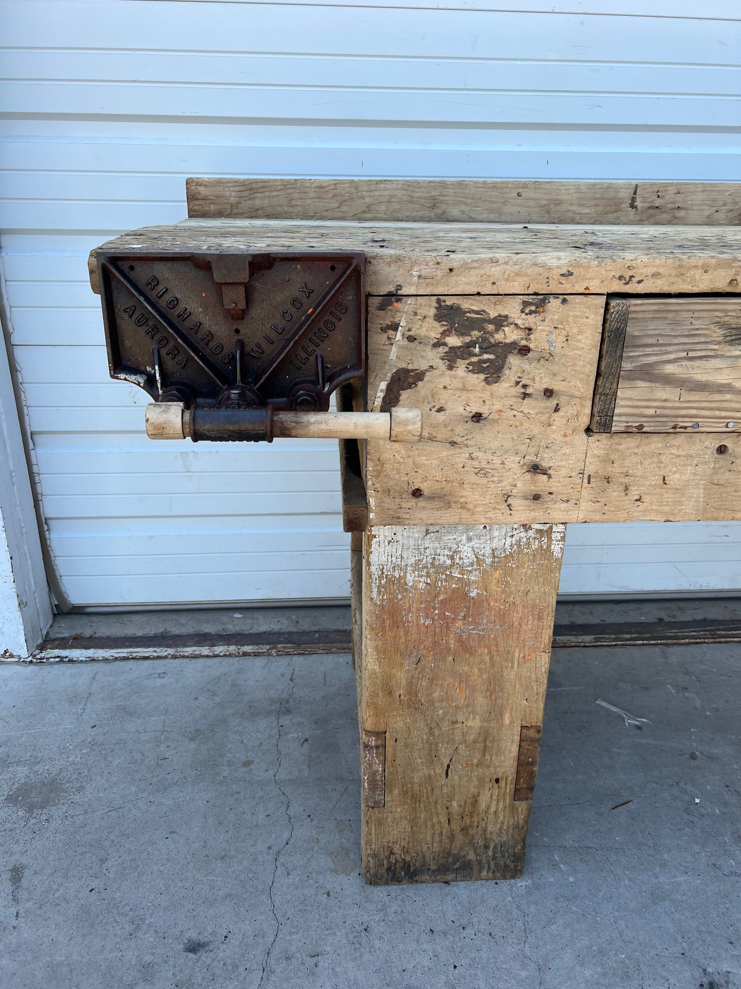 Stripped and Bleached 2 Drawer Work Table