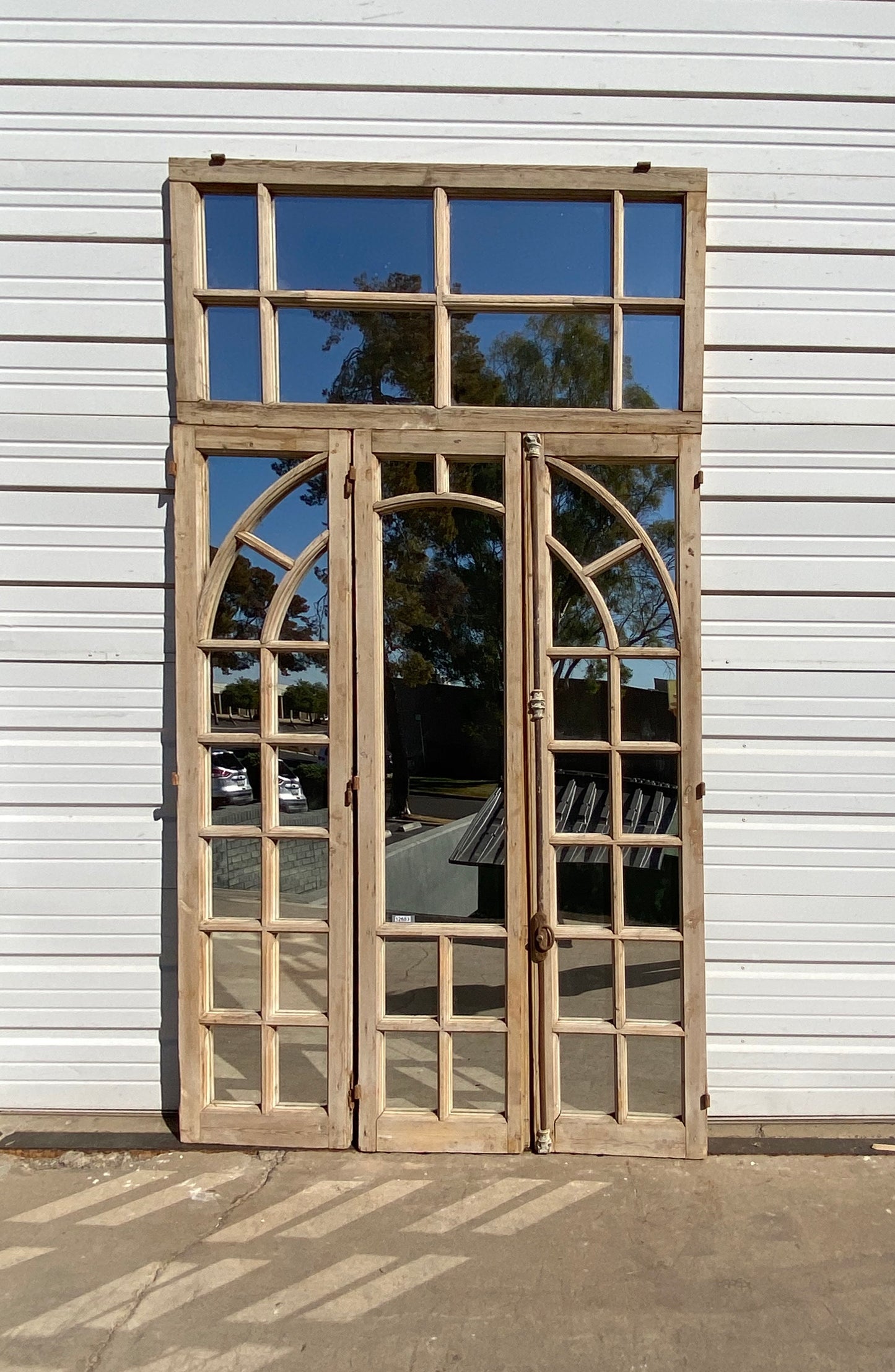 Repurposed Antique Wood Rectangle Mirror w. Transom
