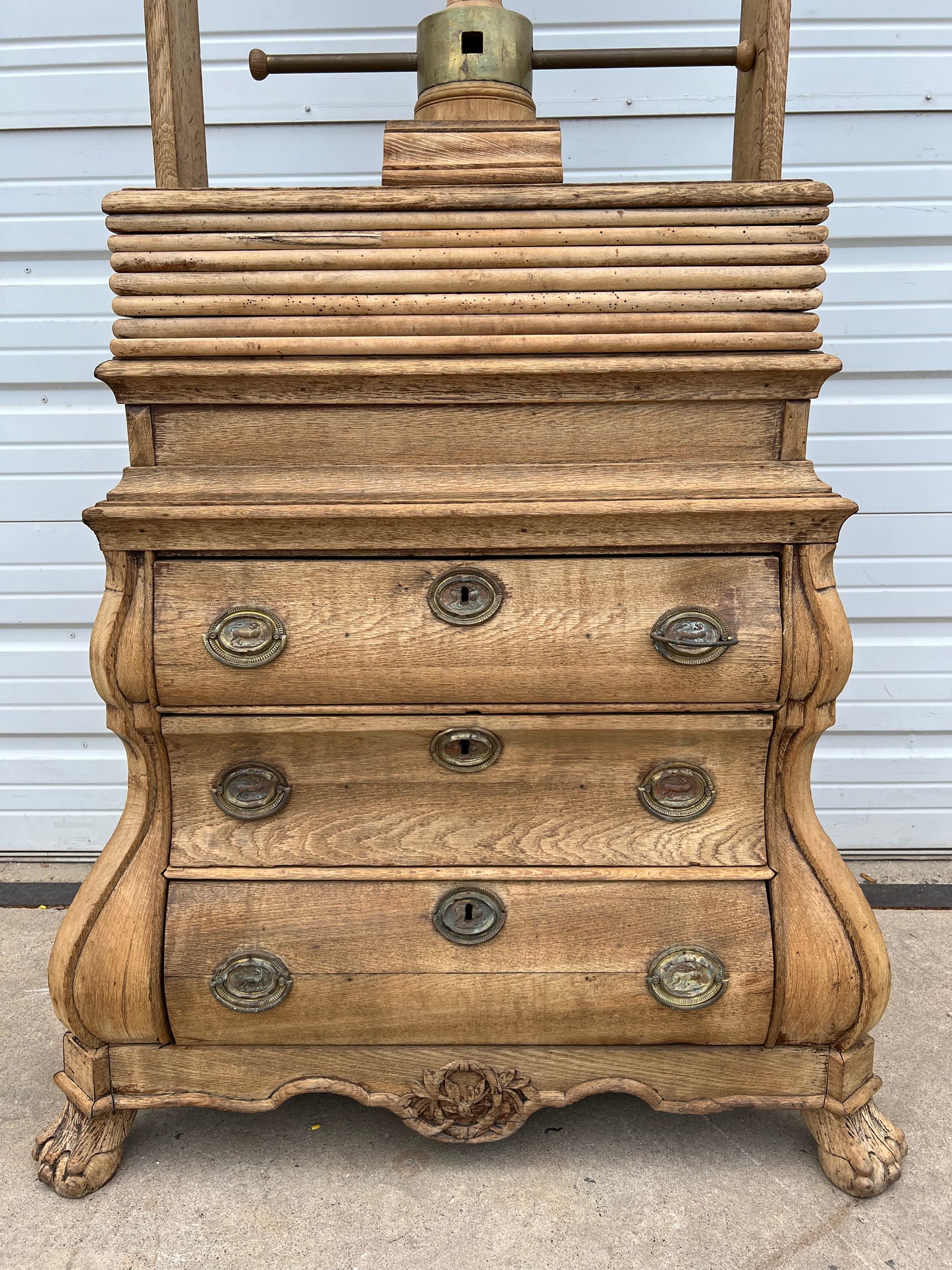 Antique French Bleached Linen Press Cabinet