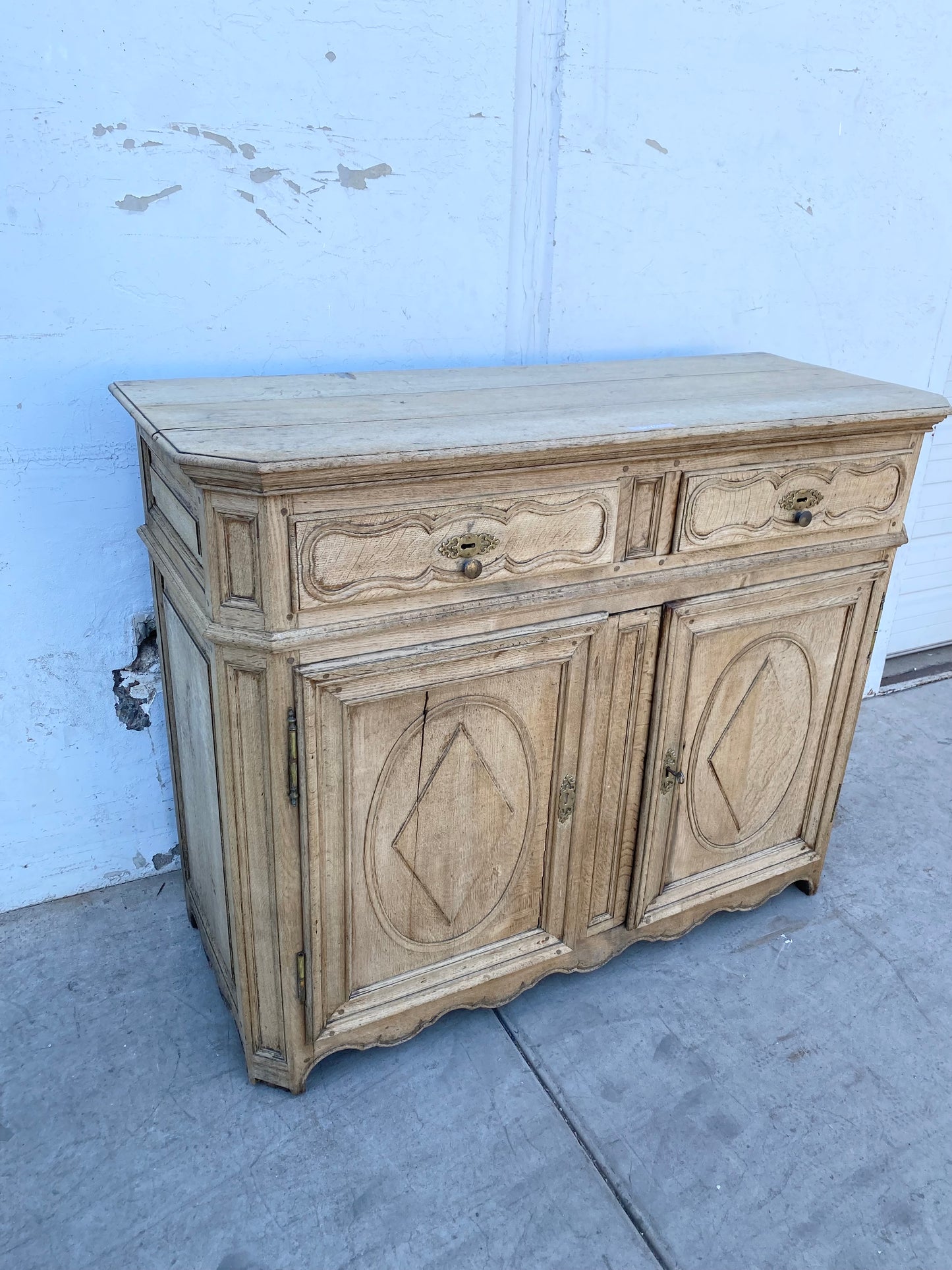 Bleached Wood Antique Sideboard