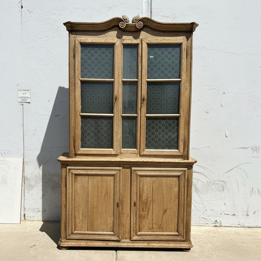 Bleached French Antique Display Cabinet