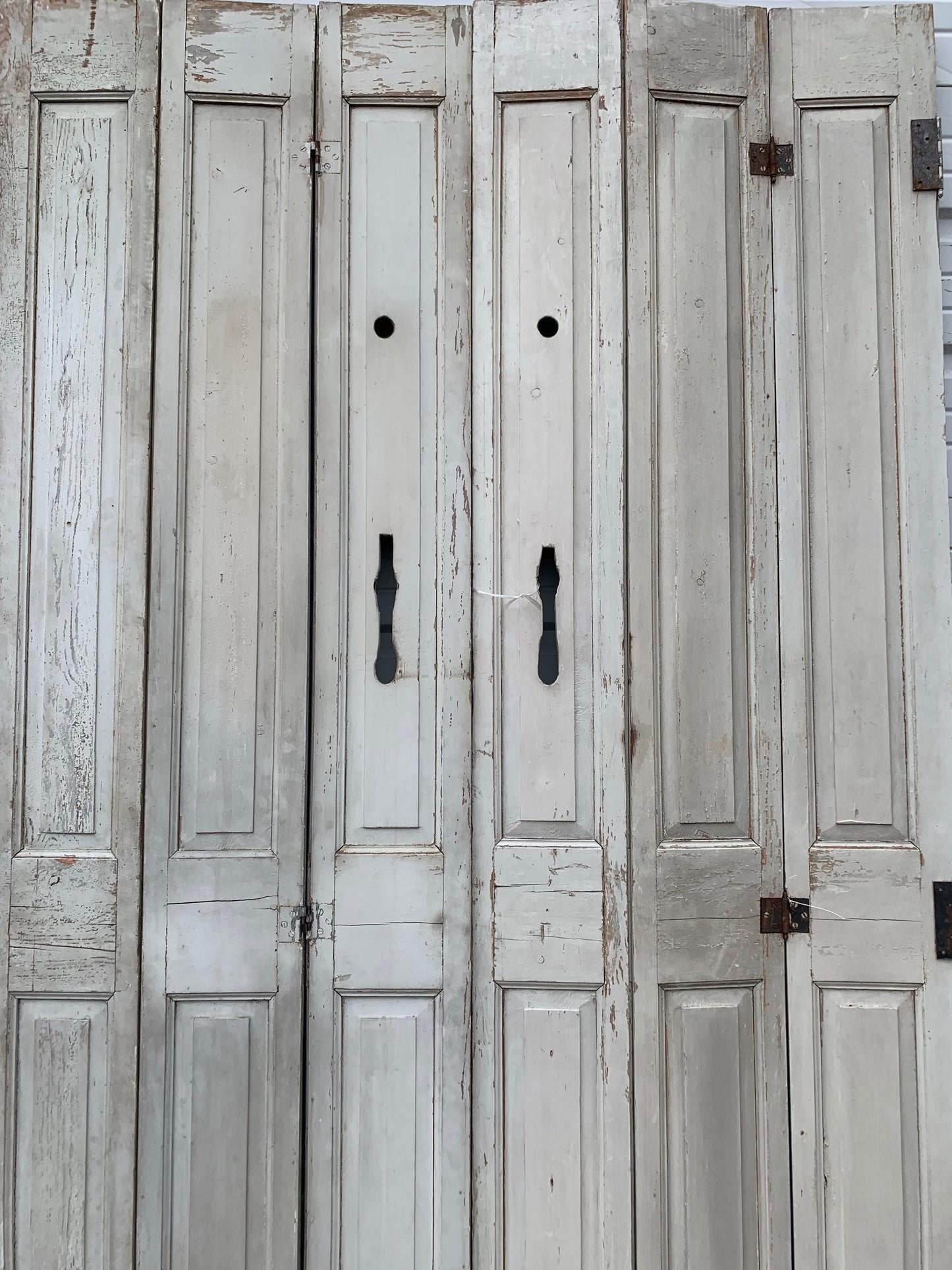 Set of 6 Narrow White French Bi-Fold Antique Doors