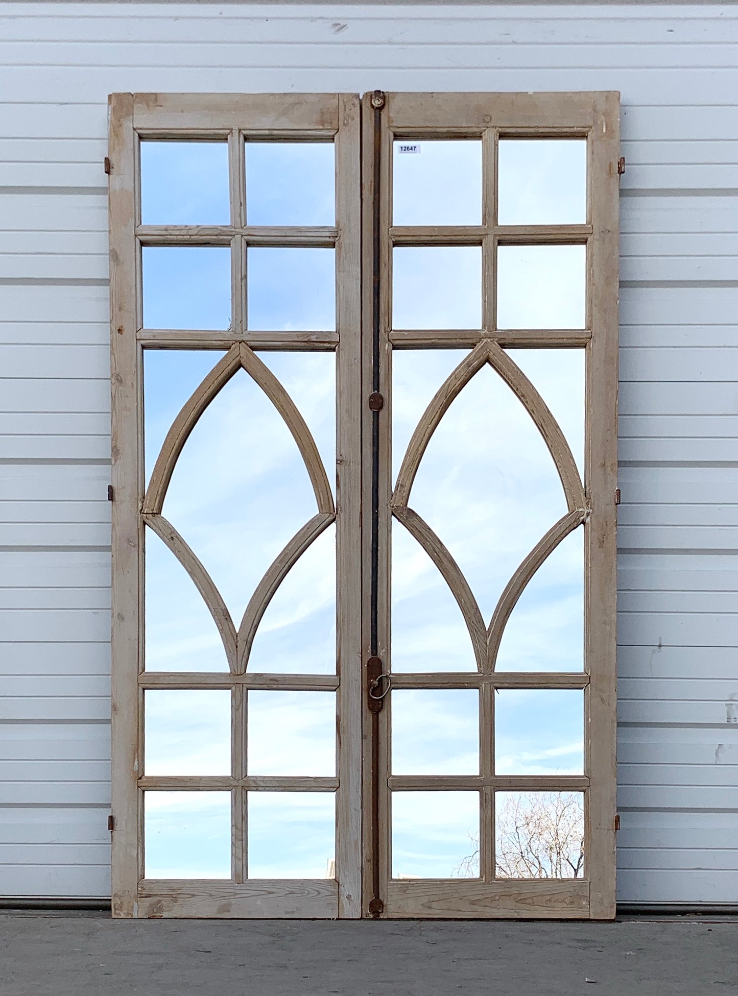 Pair of Antique 14 Diamond Pane Rectangle Mirrored Windows