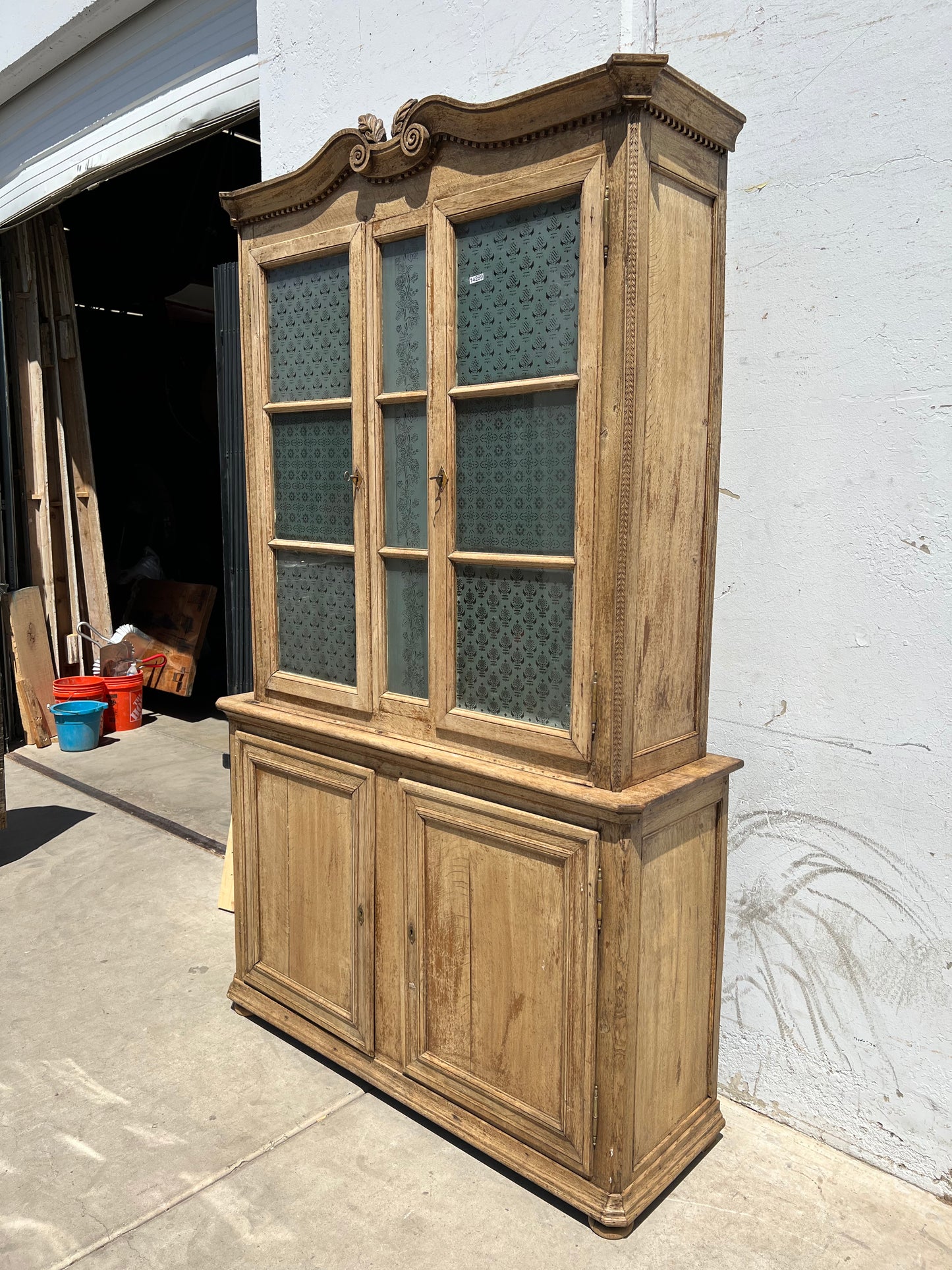 Bleached French Antique Display Cabinet