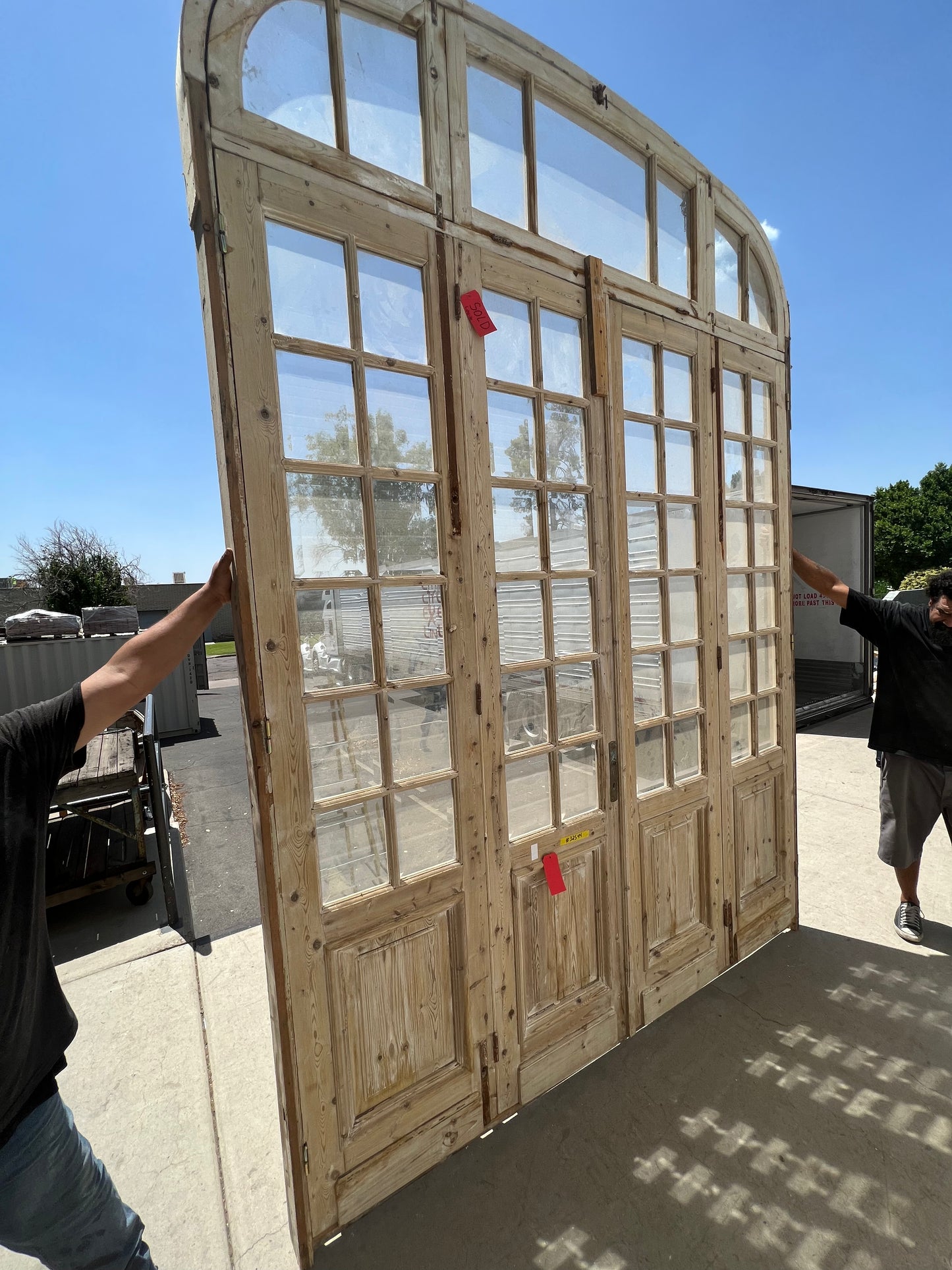 Set of Four Washed Antique Doors w/Curved Transom