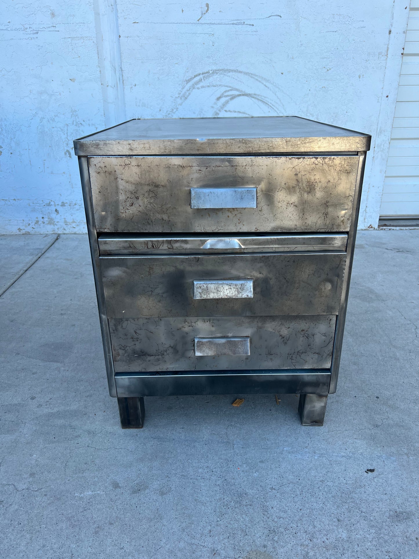 Stripped Metal Nightstand