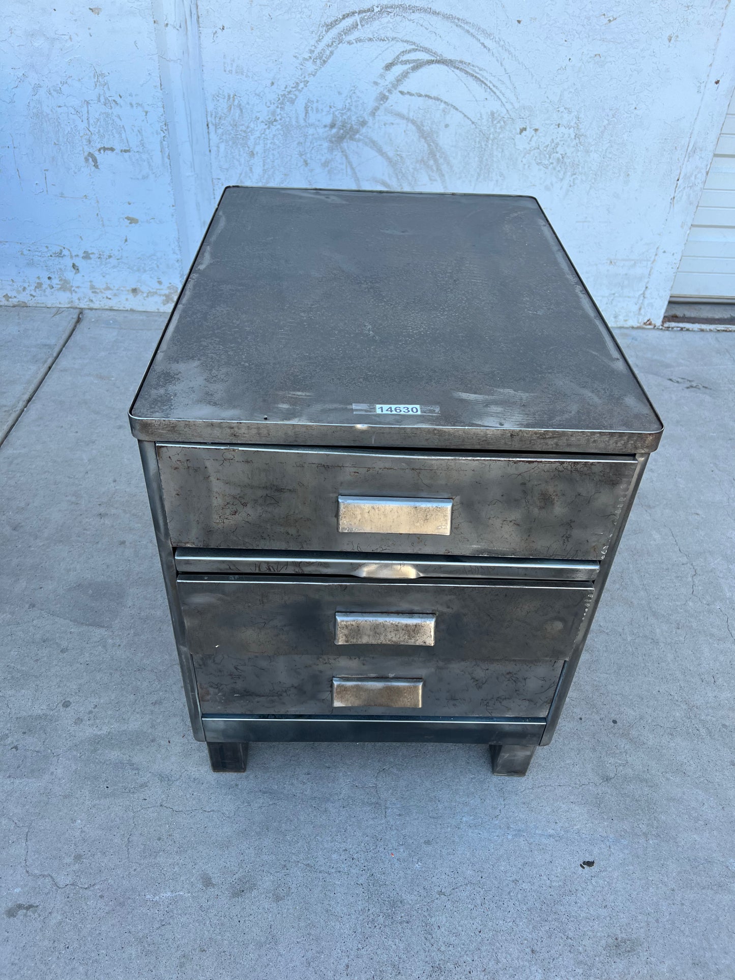 Stripped Metal Nightstand