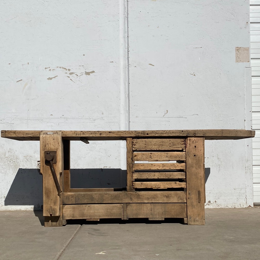 French Work Table with 5 Drawers and Vise