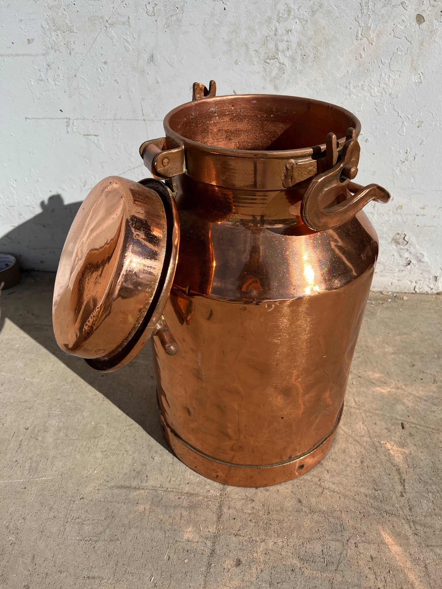 Large Antique Dutch Copper Milk Can