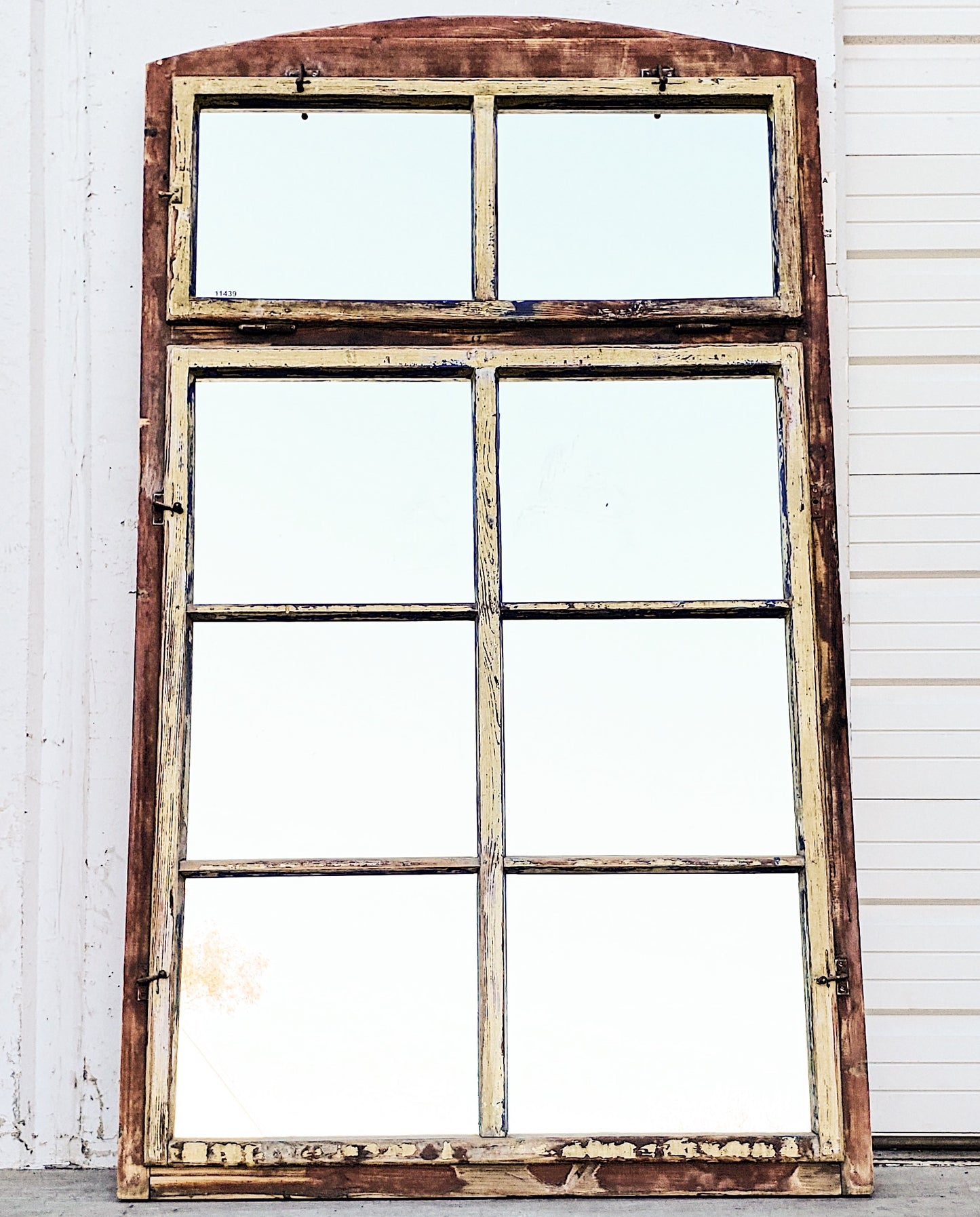 8 Pane Arched Wood Mirror