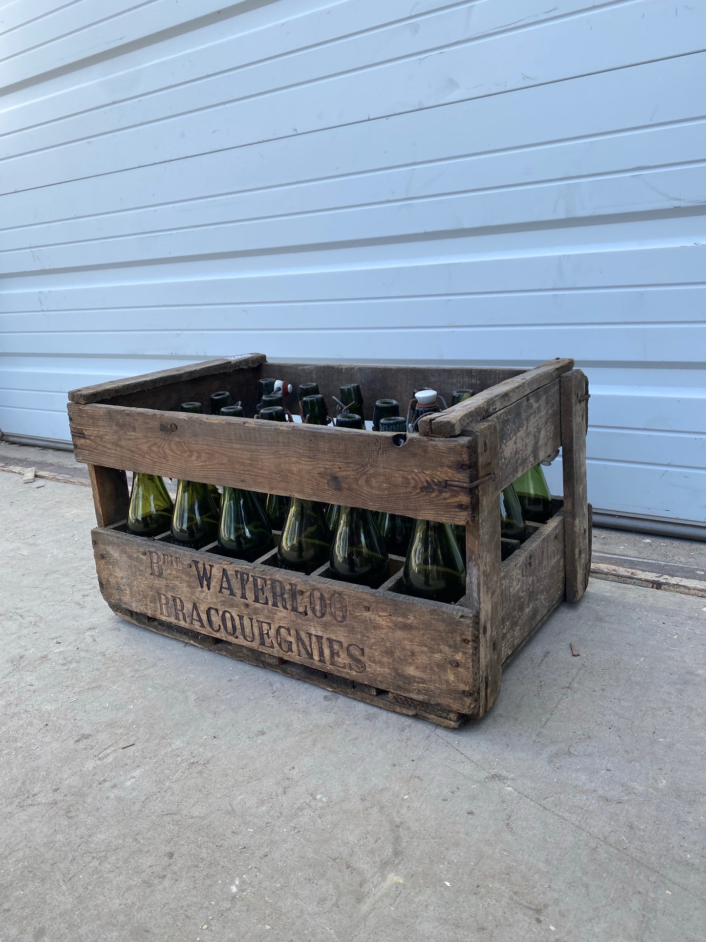 Antique Wood Crate with Bottles