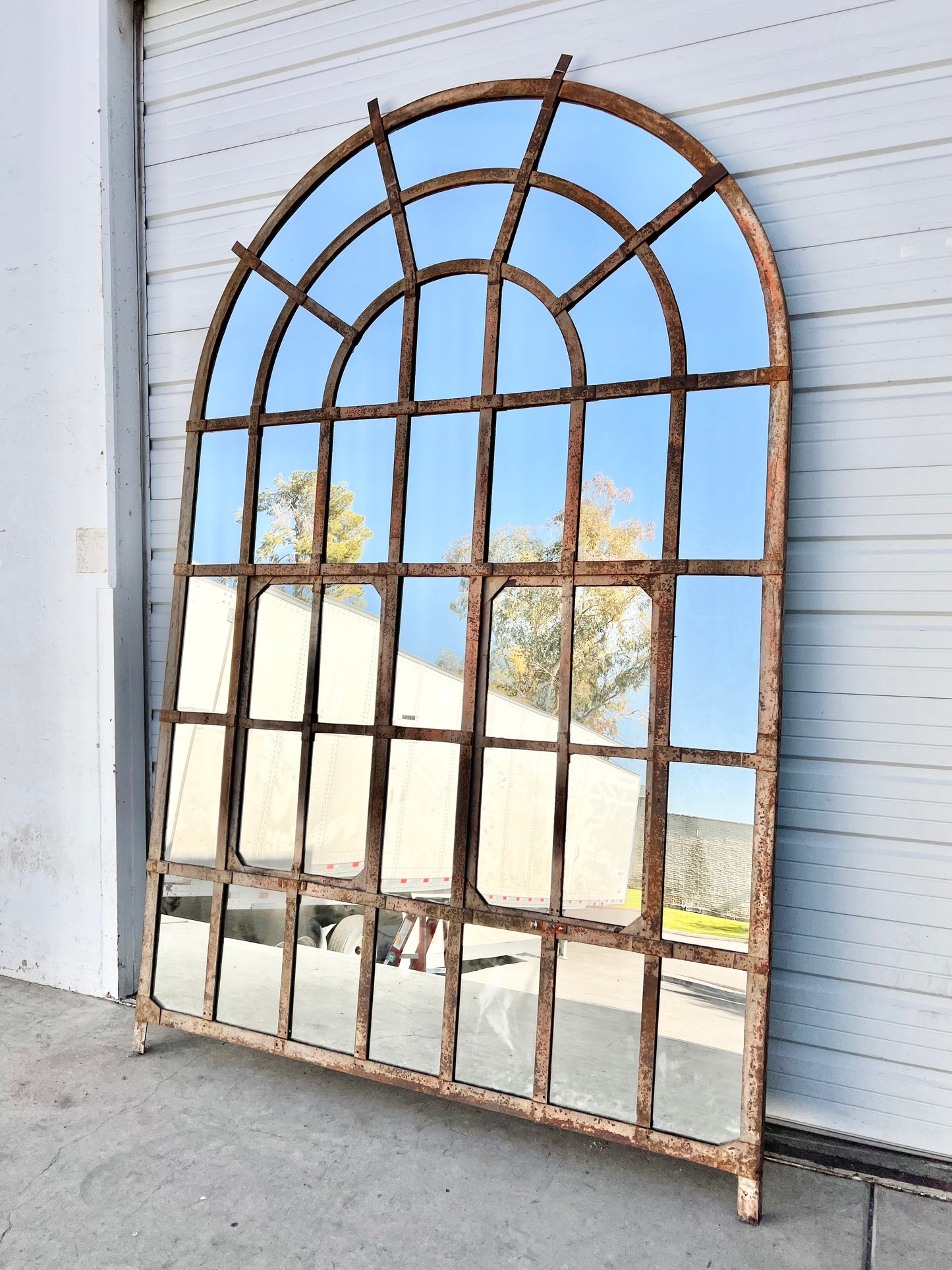 Arched Iron 31 Pane Mirror