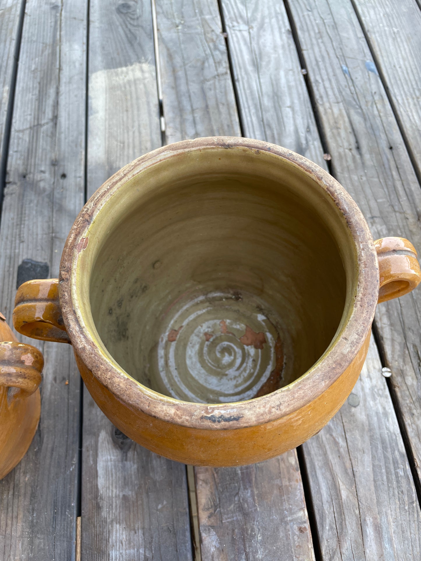 Small Brown French Pot with Lid